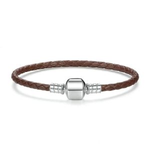 BRACELET CUIR FEMME FAIT MAIN - (ARGENT)