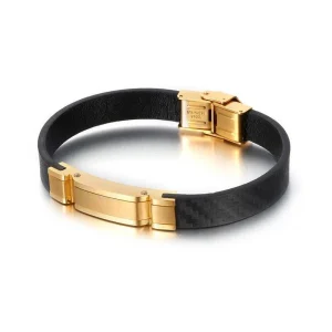BRACELET CUIR HOMME - (ACIER)