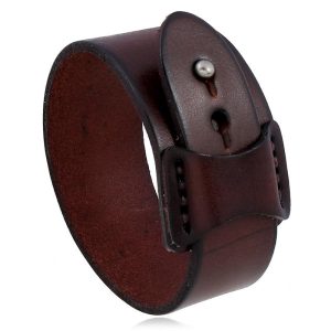 BRACELET CUIR MARRON HOMME - (MANCHETTE)