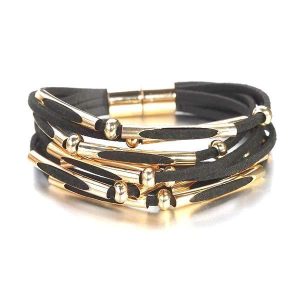 BRACELET CUIR & PERLES FEMME