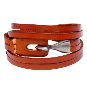 BRACELET CUIR PLAT HOMME - (MULTI-TOUR)