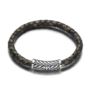 BRACELET CUIR POUR HOMME - (ACIER)