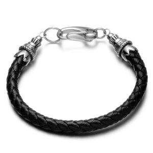 BRACELET EN CUIR POUR HOMME - (ACIER)