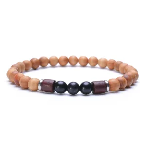 BRACELET EN PERLES DE BOIS POUR HOMME - (BOULE)