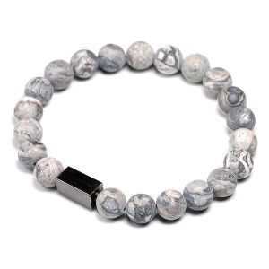 BRACELET EN PERLES POUR HOMME - (HOWLITE)