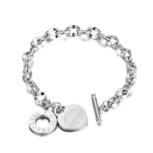 BRACELET FEMME ACIER GROSSES MAILLES - (INOXYDABLE)