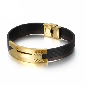 BRACELET HOMME ACIER CUIR