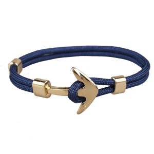 BRACELET HOMME ANCRE BLEU MARINE - (CORDON)