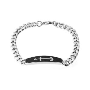BRACELET HOMME ANCRE MARINE ARGENT - (GOURMETTE)