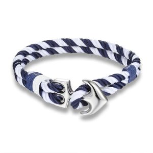 BRACELET HOMME AVEC ANCRE DE BATEAU - (MARIN)