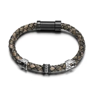 BRACELET HOMME CUIR ACIER (VIKING)