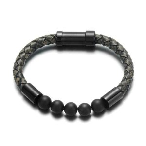 BRACELET HOMME CUIR ET PERLES - (CHIC)