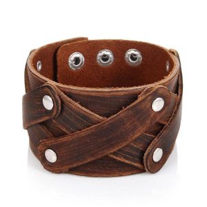 BRACELET HOMME LARGE CUIR - (MANCHETTE)
