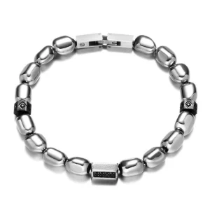 BRACELET HOMME PERLE ARGENT - (BOULE)