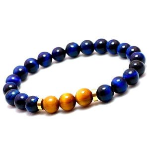 BRACELET HOMME PERLE BLEU - (BOULE)