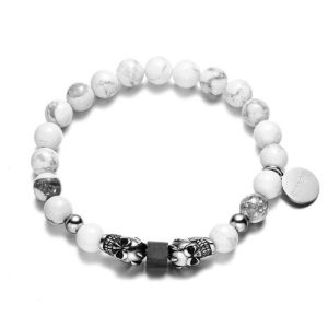 BRACELET HOMME PERLES BLANCHES - (PIERRE)