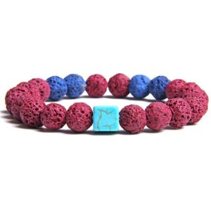 BRACELET HOMME PERLES VOLCANIQUES - (PIERRE DE LAVE)