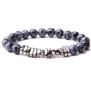 BRACELET HOMMME PERLES PIERRES - (HÉMATITE)