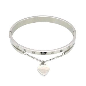 BRACELET JONC ARGENTÉ FEMME AVEC MÉDAILLE