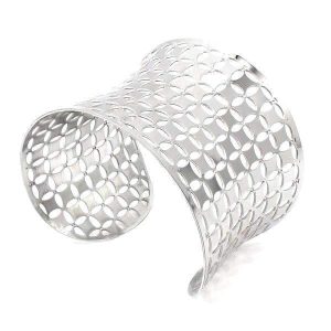 BRACELET MANCHETTE AJOURÉ - (ACIER)