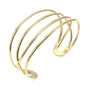 BRACELET MANCHETTE FEMME OR - (ACIER)