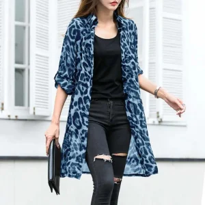 Cardigan Bleu Léopard
