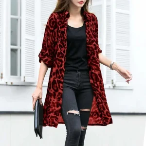 Cardigan Rouge Léopard