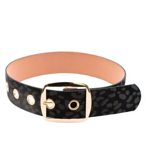 Ceinture Léopard Femme à Œillets Noire