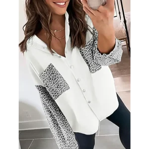 Chemise Veste Imprimé Léopard Blanc