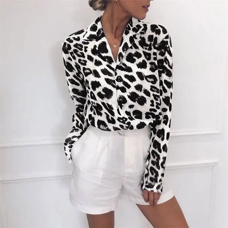 Chemisier Femme Motif Léopard Blanc – Image 3