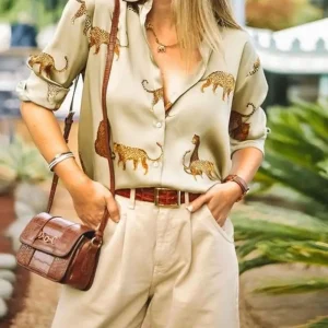 Chemisier Léopard SERENA Beige