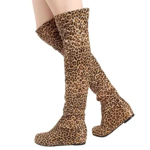 Cuissardes léopard talons compensés
