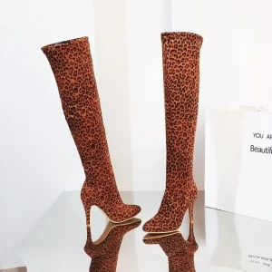 Cuissardes motif léopard marron
