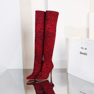 Cuissardes motif léopard rouges