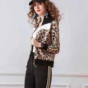 Jogging avec Poches Léopard Tendance Noir