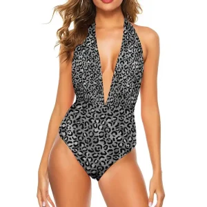 Maillot de Bain Léopard Gris et Noir