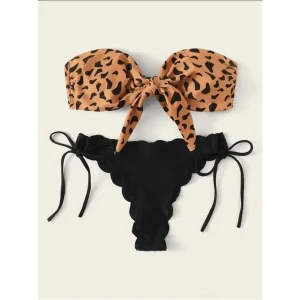 Maillot de Bain Léopard Nœud