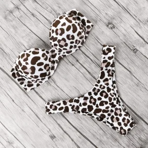 Maillot de bain push up léopard blanc