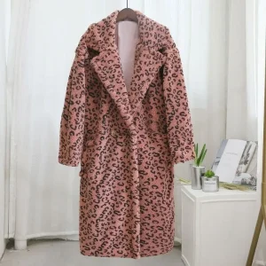Manteau Fausse Fourrure Léopard Rose