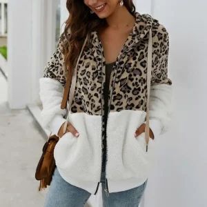 Manteau Léopard Bicolore Blanc