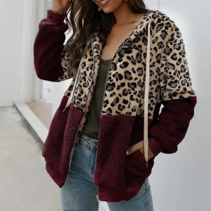 Manteau Léopard Bicolore Bordeaux