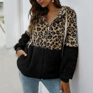 Manteau Léopard Bicolore Noir