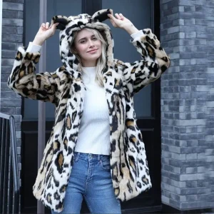 Manteau Léopard Capuche