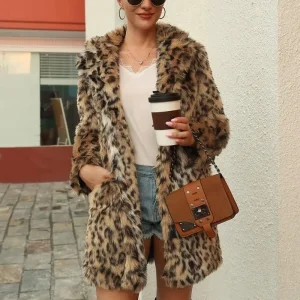 Manteau Léopard Femme Fausse Fourrure