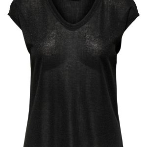 T-SHIRT MÉTALLIQUE NOIR ONLY FEMME