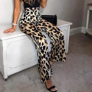 Pantalon Ample Léopard Satiné