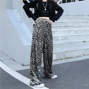 Pantalon Large Léopard Blanc