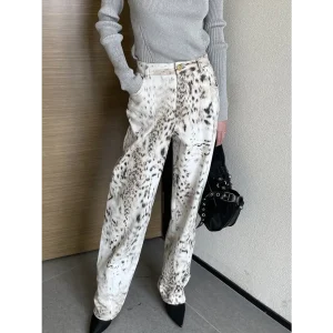 Pantalon Léopard Femme Style Délavé