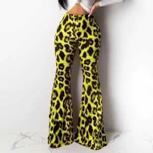 Pantalon Léopard Pattes d'éléphant Jaune
