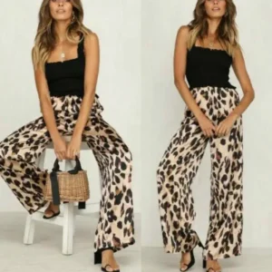 Pantalon Palazzo Imprimé Léopard